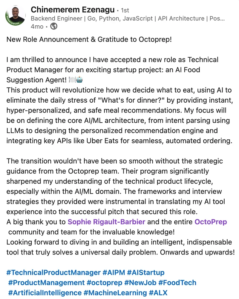 Ezenagu Chinemerem testimonial screenshot